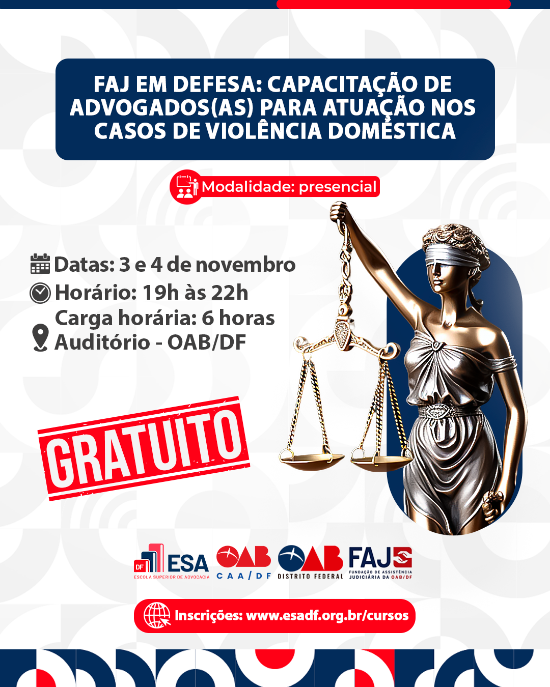 FAJ EM DEFESA: CAPACITAÇÃO DE ADVOGADOS(AS) PARA ATUAÇÃO NOS CASOS DE VIOLÊNCIA DOMÉSTICA - ID 1059