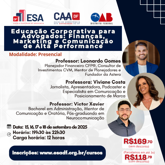 Educação Corporativa para Advogados, Finanças, Marketing e Comunicação de Alta Performance - ID 878